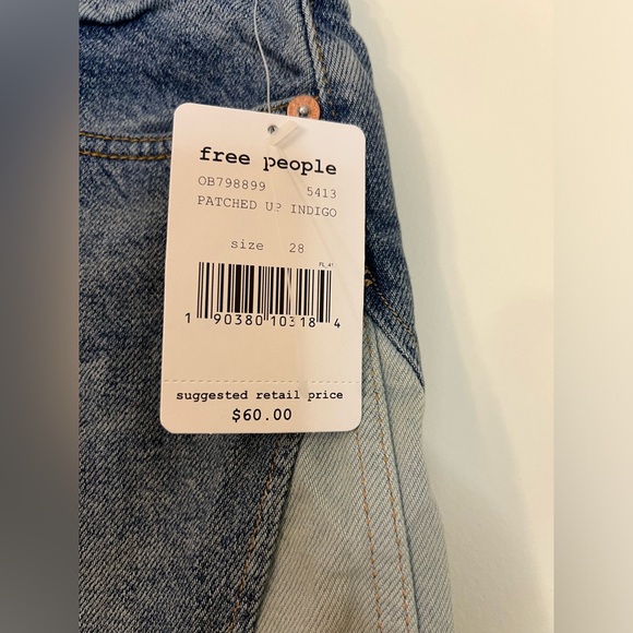 Free People Patched Up Indigo Denim Mini Skirt - Picture 4 of 9